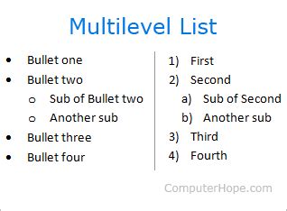 How To Create A Multilevel List In A Word Processor