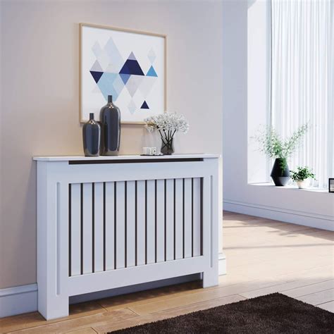 Elegant Radiator Covers Medium Modern Vertical Slat White Painted