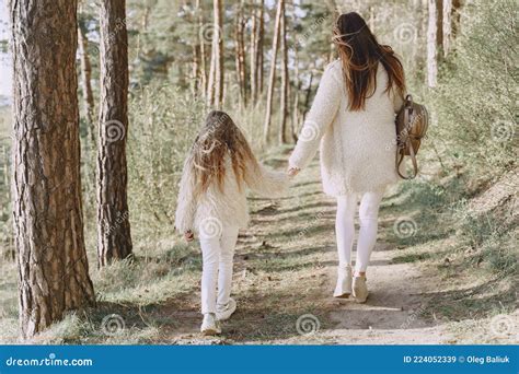 Elegant Mother With Daughter In A Summer Forest Stock Image Image Of