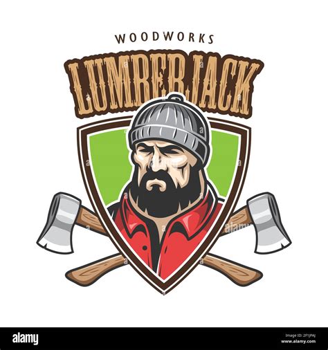 Vector Illustration Of Lumberjack Emblem Label Badge Logo With Text