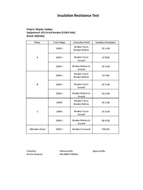 Insulation Resistance Test Pdf