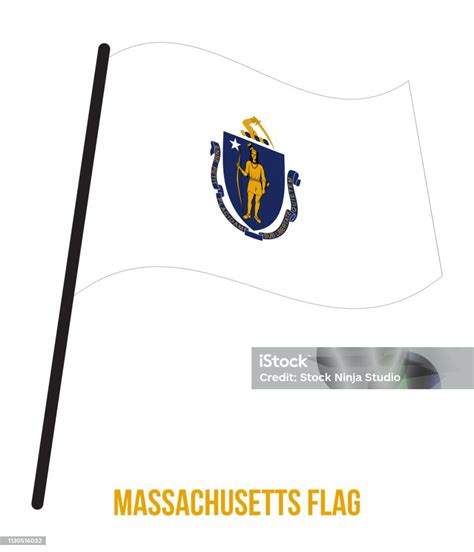 Ilustración De Massachusetts La Bandera Que Agita Ilustración De Vector Sobre Fondo Blanco