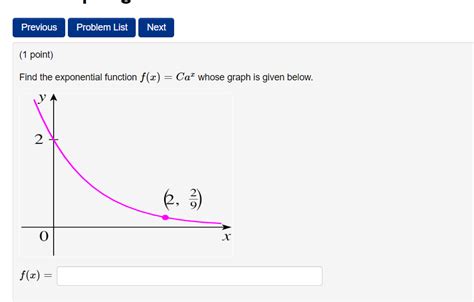 Solved Find The Exponential Function F X Cax Whose Graph Is