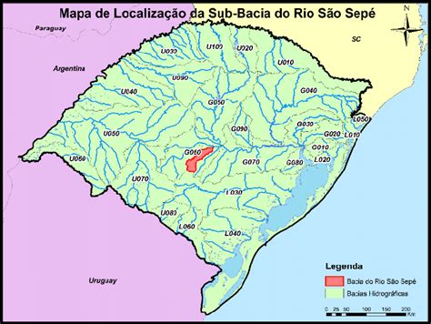 Localização da Sub Bacia do Rio São Sepé no Rio Grande do Sul