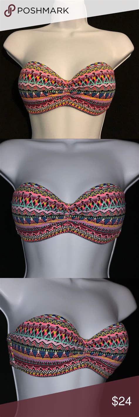 Vs Geometric Flirt Bandeau Top Size 34c Nwot Gorgeous And Vibrant