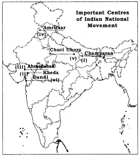 Locate And Level The Following Important Centres Of Indian National Mo