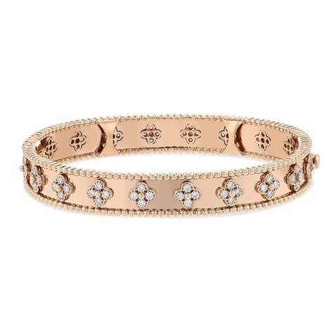 18k Rose Gold Diamond Floral Hinged Bangle Bracelet Borsheims