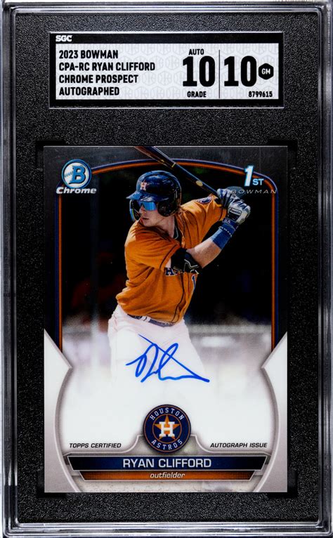 2023 Bowman Chrome Ryan Clifford Auto 1st Prospect Astros Mets CPA RC