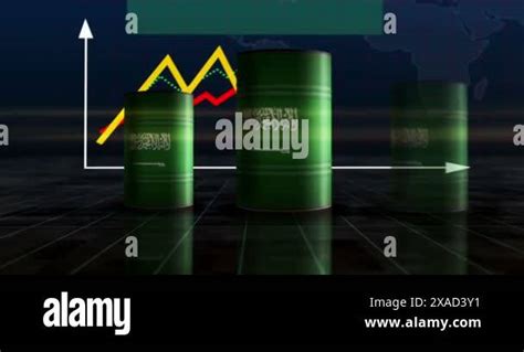 Saudi Arabia Oil Business And Fuel Extraction Barrels On Growing Chart