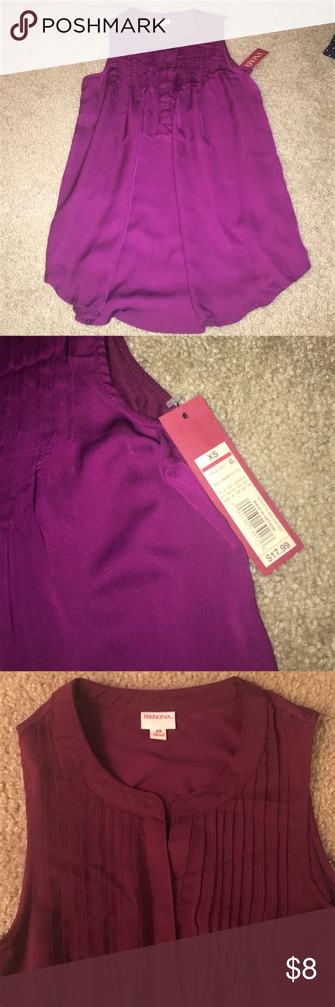 Merona Dark Purple Maroon Sleeveless Blouse Xs Nwt