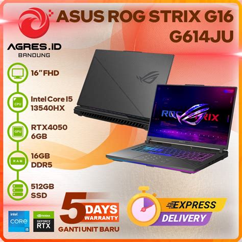 Jual Asus Rog Strix G16 G614ju I5 13540hx Rtx4050 16gb 512gb 160fhd 165hz Shopee Indonesia