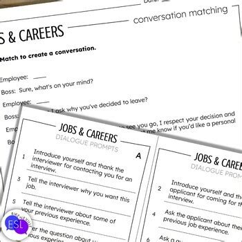 Jobs And Careers Role Plays For Adult Esl By Rike Neville Tpt