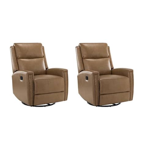 Jayden Creation Regina In Wide Taupe Genuine Leather Swivel