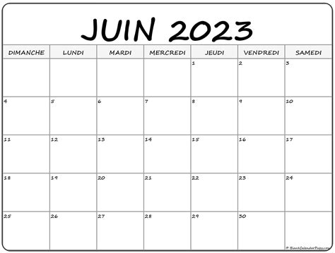 Juin Calendrier Imprimable Calendrier Gratuit