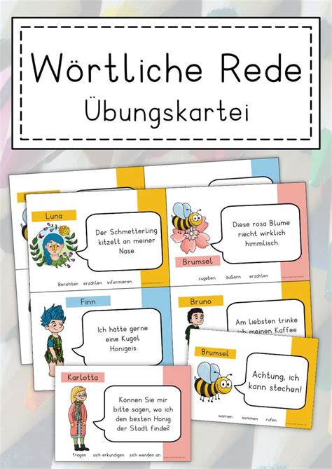 Wörtliche Rede Übungskartei Unterrichtsmaterial im Fach Deutsch