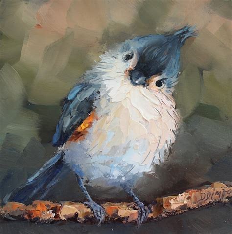 Original Custom Tufted Titmouse Bird Oil Painting By Daiga Etsy