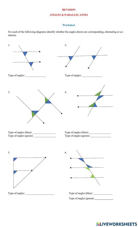 Parallel Lines Angles Worksheet Live Worksheets Worksheets Library