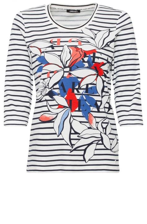 Olsen Cobalt Blue Stripes And Floral Top T Shirts And Tops From Shirt