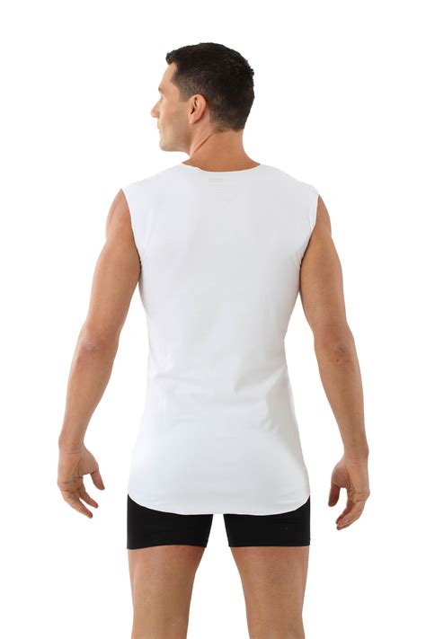 Albert Kreuz Laser Cut Seamless V Neck Undershirt Sleeveless Stretch Cotton White