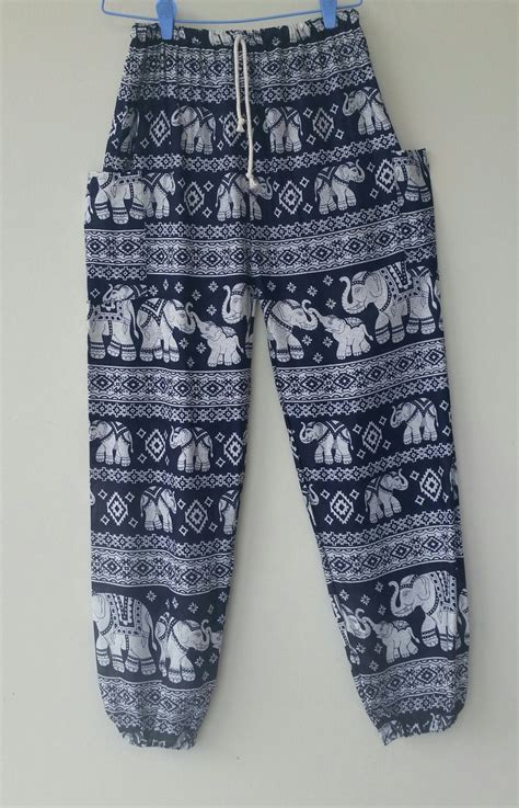 Elephant Print Pants Elastic Waist Boho Harem By Malichaco