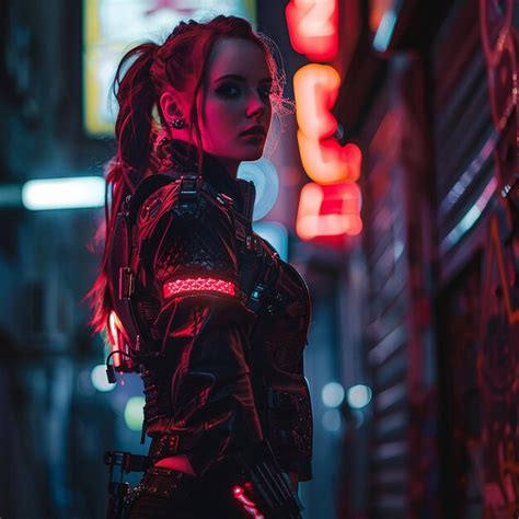 Premium Photo Photo Of A Cyberpunk Woman In Night City