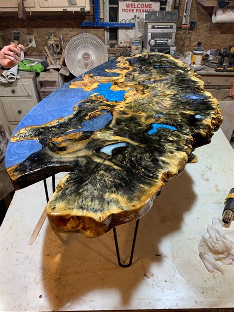 Burl Live Edge Epoxy Table Listing Is A Deposit Etsy