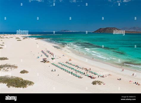 Aerial View Of Corralejo Beach And Turquoise Water In Fuerteventura