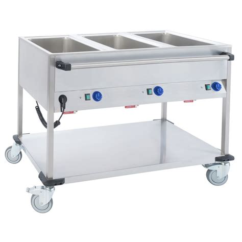 Bain Marie Wagen BW3L Speiseausgabewagen 3x GN1 1 Griff längsseitig