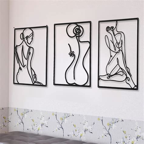 Pieces Metal Minimalist Abstract Woman Wall Art Line Drawing Wall Art