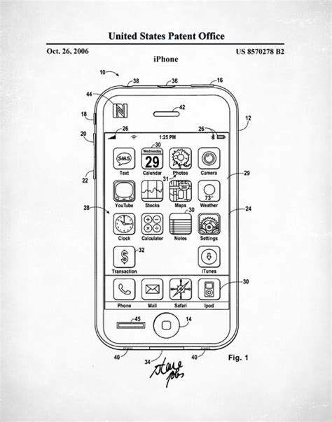 Iphone Patent Poster Patent Prints Apple Computer Steve Etsy