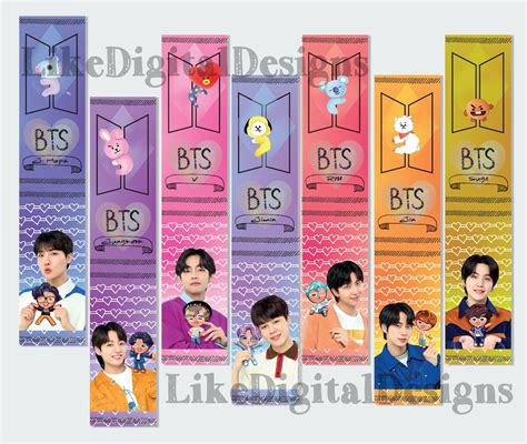 Bts Printable Bookmarks Prints Digital Download Kpop Paper Stationery Book Accessories Print N