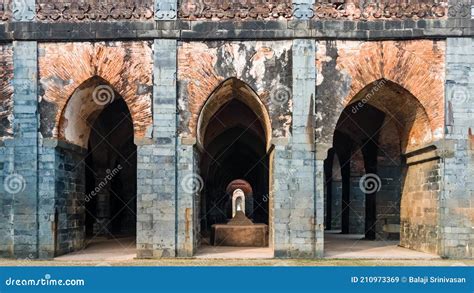 A Stone Tomb In The Ruins Of The Ancient Adina Masjid Mosque In The