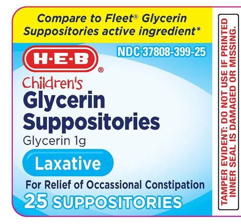 H E B Pediatric Glycerin Suppositories