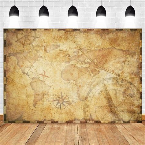 Pirate Treasure Map Backdrop Baby Boy Birthday Party Decor Vintage