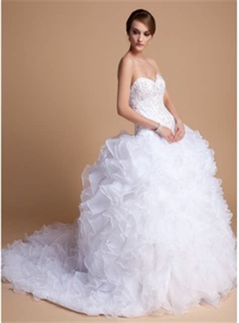 Ball Gown Sweetheart Chapel Train Satin Organza Wedding Dress With