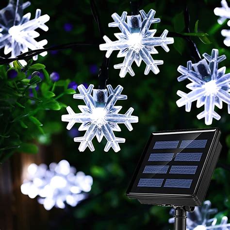 Zukuco 20Ft 30 LED Solar Christmas Lights Outdoor Solar Snowflake