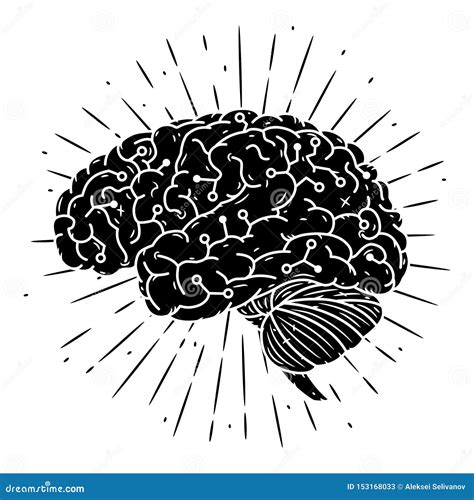 Cyber Brain Hand Drawn Vector Illustration With Brain And Divergent