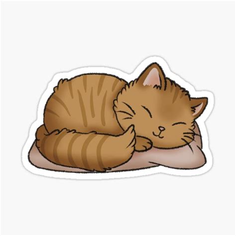 "Sleeping Fluffy Orange Tabby Cat" Sticker for Sale by Zephyr-Studio ...