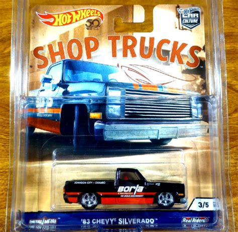 Hot Wheels Car Culture Shop Trucks 83 Chevy Silverado Black Real