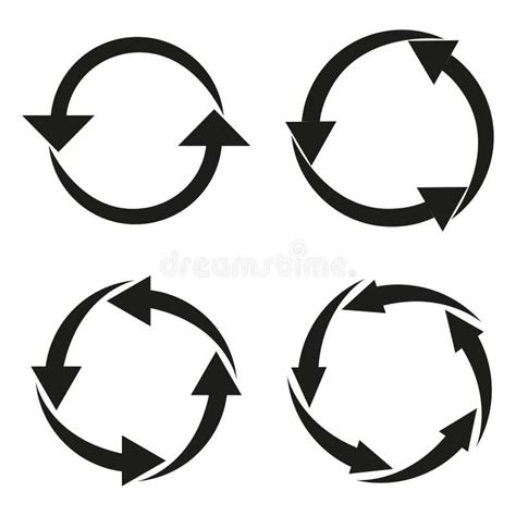 Two Circular Arrows Black Reload Symbol Vector Illustration Stock