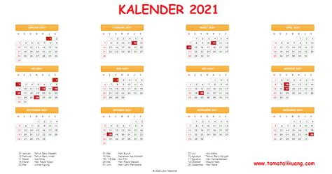 Printable Kalender 2021 Indonesia