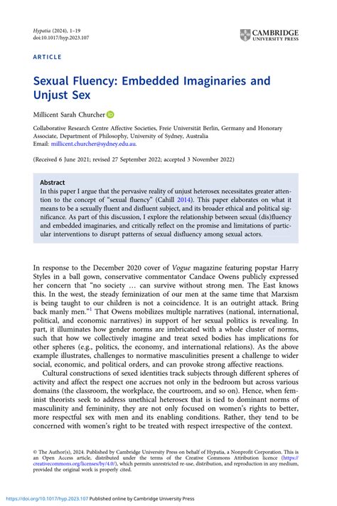 Pdf Sexual Fluency Embedded Imaginaries And Unjust Sex