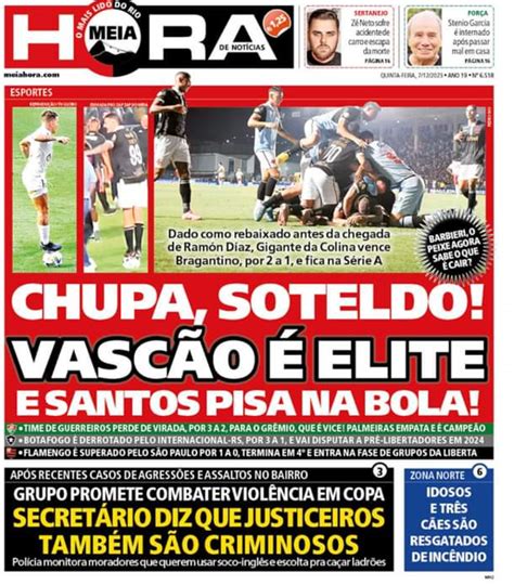 Capas de jornais destacam vitória e permanência do Vasco SuperVasco