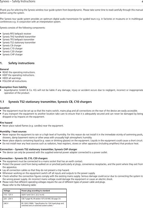 Beyerdynamic Synexists Stationary Transmitter User Manual Synexis