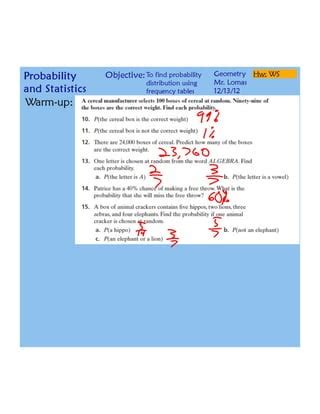 Frequency Tables And Counting Principle Pdf