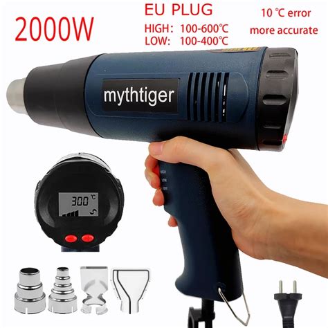 Heat Gun 2000W Professional Hot Air Gun 60 600 Variable Temperature With 2 Adjustable
