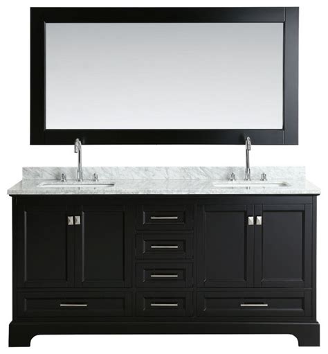 Omega Espresso Double Sink Vanity Set Transitional Bathroom