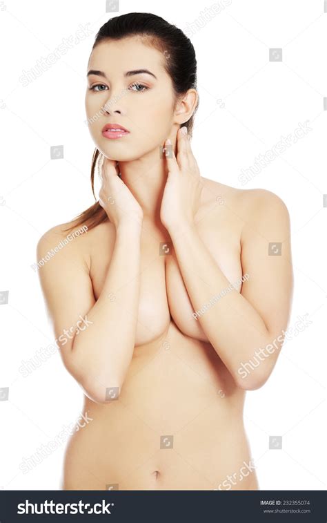 Sensual Portrait Nude Woman Hands Under Stock Photo 232355074