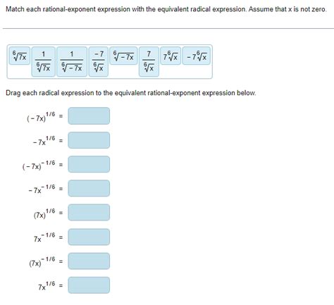 Solved Match Each Rational Exponent Expression With The Chegg