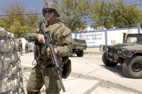 Us Marines Provide Security At Haitian Police Stations In Port Au